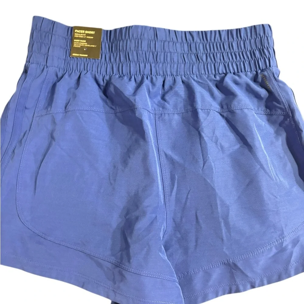Adidas Women’s Pacer Running Shorts High Rise 3” Inseam Blue Size Small NWT - Picture 3 of 7